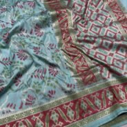 KashiFab Handloom inspired katan meenakari jaal sarees online - Banaras / Varanasi silk saree - view 2