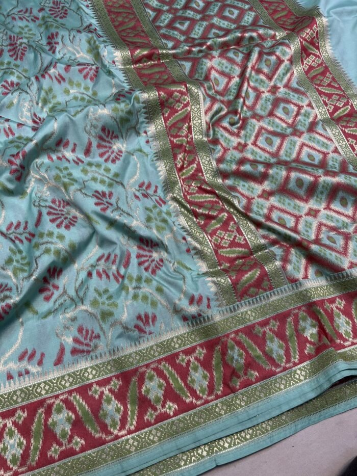 KashiFab Handloom inspired katan meenakari jaal sarees online - Banaras / Varanasi silk saree - view 2