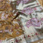 KashiFab Handloom inspired katan meenakari jaal sarees online - Banaras / Varanasi silk saree - view 5