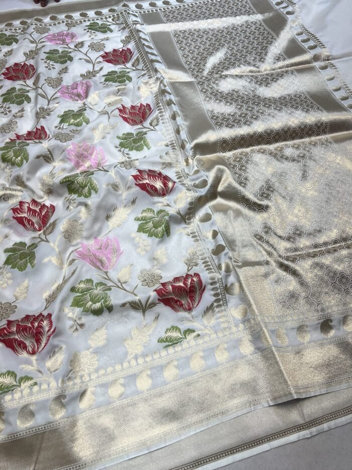 KashiFab Handloom inspired katan meenakari jaal sarees online - Banaras / Varanasi silk saree - view 6