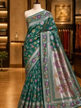 KashiFab Handloom inspired katan meenakari jaal sarees - AYU #7076