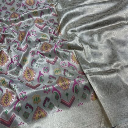 KashiFab Handloom inspired tissue katan sarees online - Banaras / Varanasi silk saree - view 2