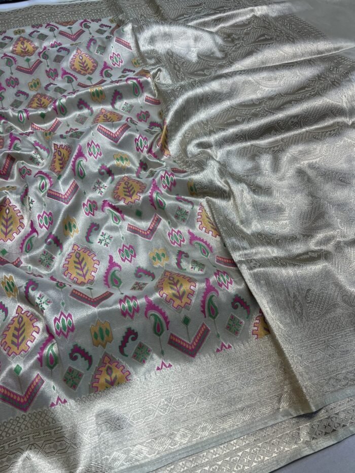 KashiFab Handloom inspired tissue katan sarees 2 KashiFab Handloom inspired tissue katan sarees online - Banaras / Varanasi silk saree - view 2