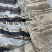KashiFab Handloom inspired tissue katan sarees online - Banaras / Varanasi silk saree - view 3