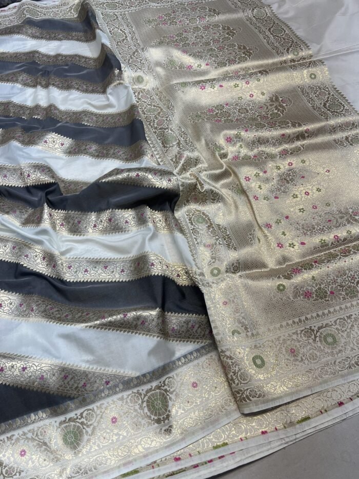 KashiFab Handloom inspired tissue katan sarees 3 KashiFab Handloom inspired tissue katan sarees online - Banaras / Varanasi silk saree - view 3