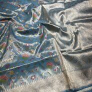 KashiFab Handloom inspired tissue katan sarees online - Banaras / Varanasi silk saree - view 5