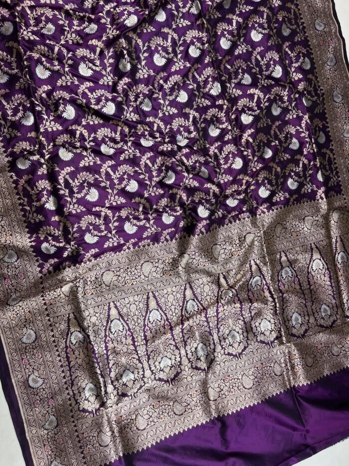 KashiFab Handloom pure katan silk allover jaal meenakari saree 1 KashiFab Handloom pure katan silk allover jaal meenakari saree online - Banaras / Varanasi silk saree