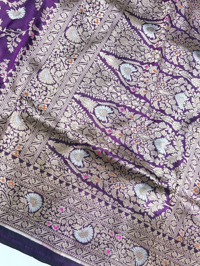 KashiFab Handloom pure katan silk allover jaal meenakari saree 3 KashiFab Handloom pure katan silk allover jaal meenakari saree online - Banaras / Varanasi silk saree - view 3