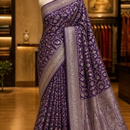 KashiFab Handloom pure katan silk allover jaal meenakari saree - AYU #7088 lifestyle cover - boutique display