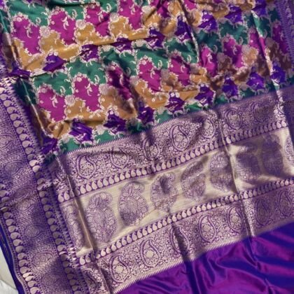 KashiFab Handloom pure katan silk rangkaat sarees online - Banaras / Varanasi silk saree