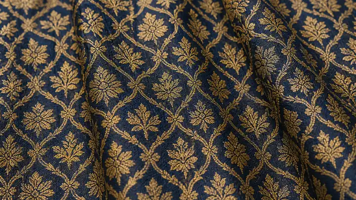 Jaal jaalidar pattern on Banarasi silk fabric for kurta