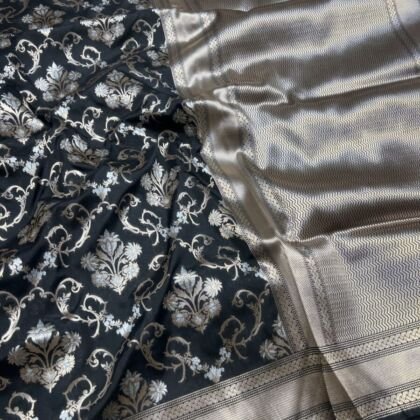 KashiFab Katan meena buti and alfi jaal sarees online - Banaras / Varanasi silk saree - view 2