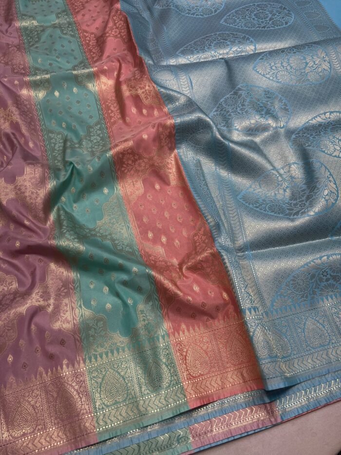 KashiFab Katan meena buti and alfi jaal sarees 3 KashiFab Katan meena buti and alfi jaal sarees online - Banaras / Varanasi silk saree - view 3