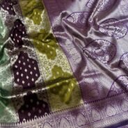 KashiFab Katan meena buti and alfi jaal sarees online - Banaras / Varanasi silk saree - view 4