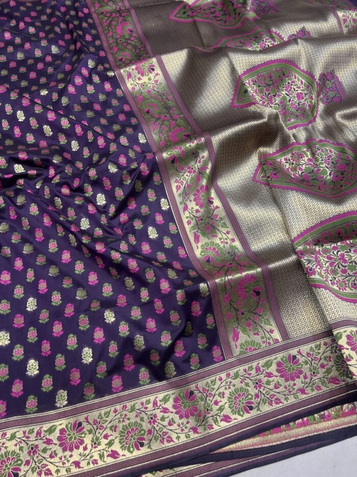 KashiFab Katan meena buti and alfi jaal sarees 6 KashiFab Katan meena buti and alfi jaal sarees online - Banaras / Varanasi silk saree - view 6