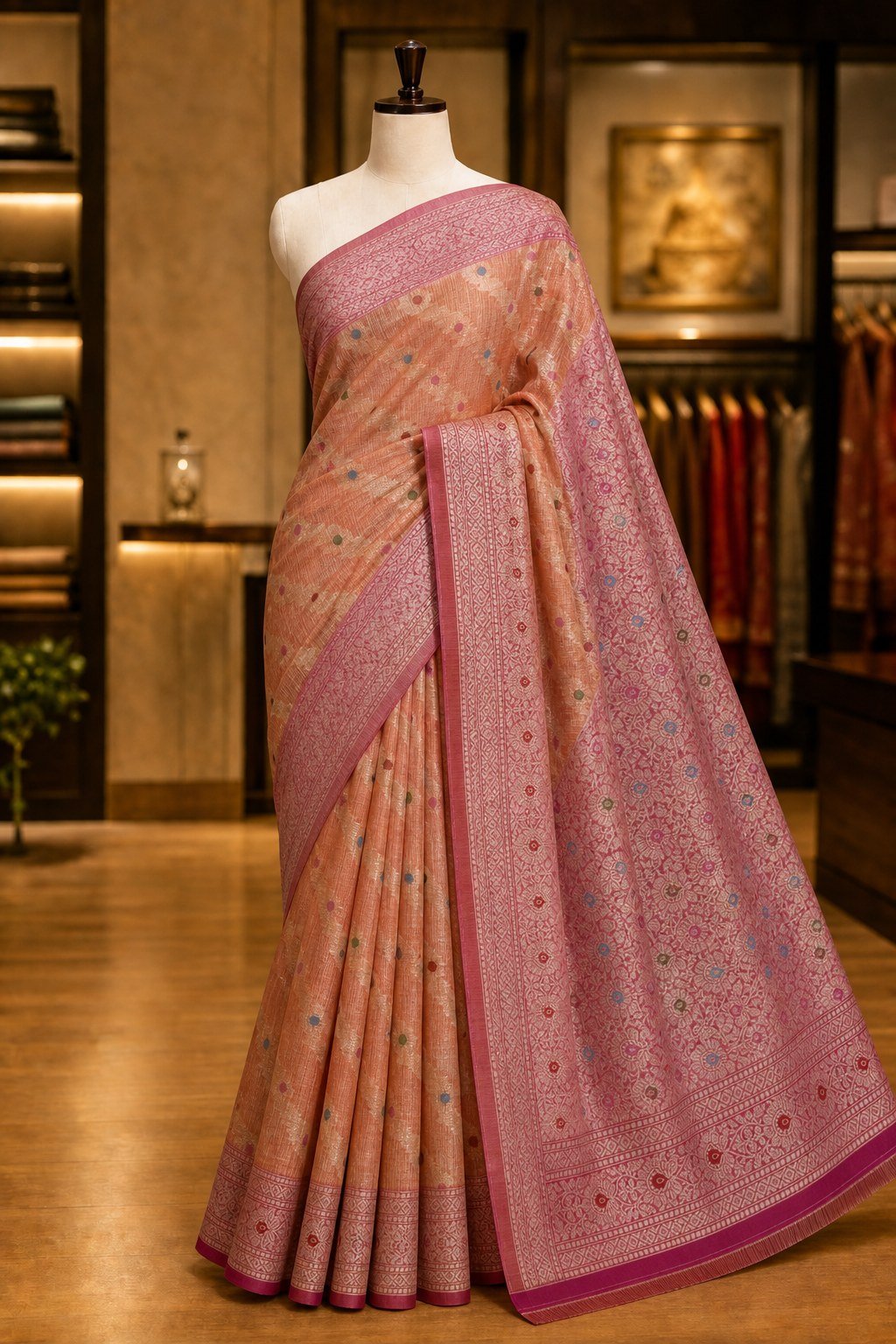 KashiFab Kota check sarees - AYU #7109 lifestyle cover - boutique display