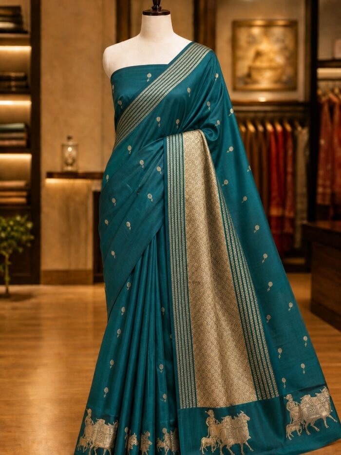 KashiFab Mashru Katan Sarees - AYU #10593 lifestyle cover - boutique display