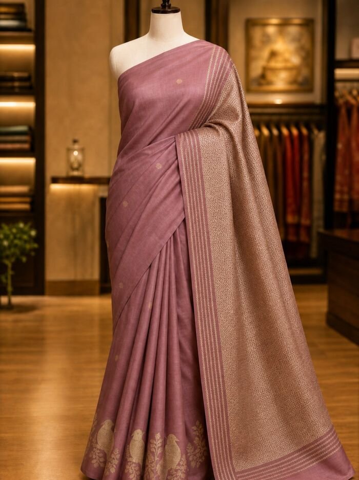 KashiFab Mashru Katan Sarees - AYU #10663 lifestyle cover - boutique display