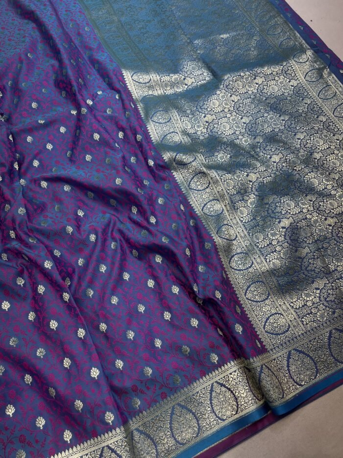KashiFab Mashru katan sarees with interlock resham weave sarees 3 KashiFab Mashru katan sarees with interlock resham weave sarees online - Banaras / Varanasi silk saree - view 3