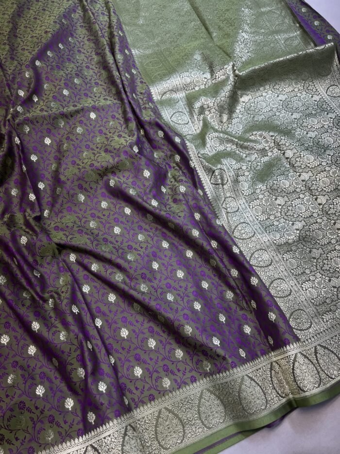 KashiFab Mashru katan sarees with interlock resham weave sarees 4 KashiFab Mashru katan sarees with interlock resham weave sarees online - Banaras / Varanasi silk saree - view 4