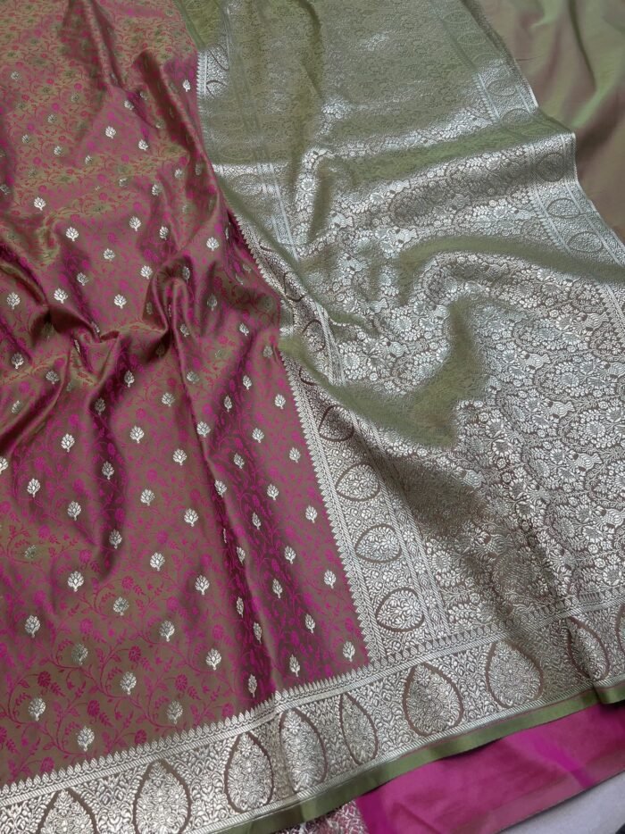 KashiFab Mashru katan sarees with interlock resham weave sarees 5 KashiFab Mashru katan sarees with interlock resham weave sarees online - Banaras / Varanasi silk saree - view 5