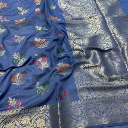 KashiFab Moonga silk sarees with resham meenakari weaving online - Banaras / Varanasi silk saree - view 2