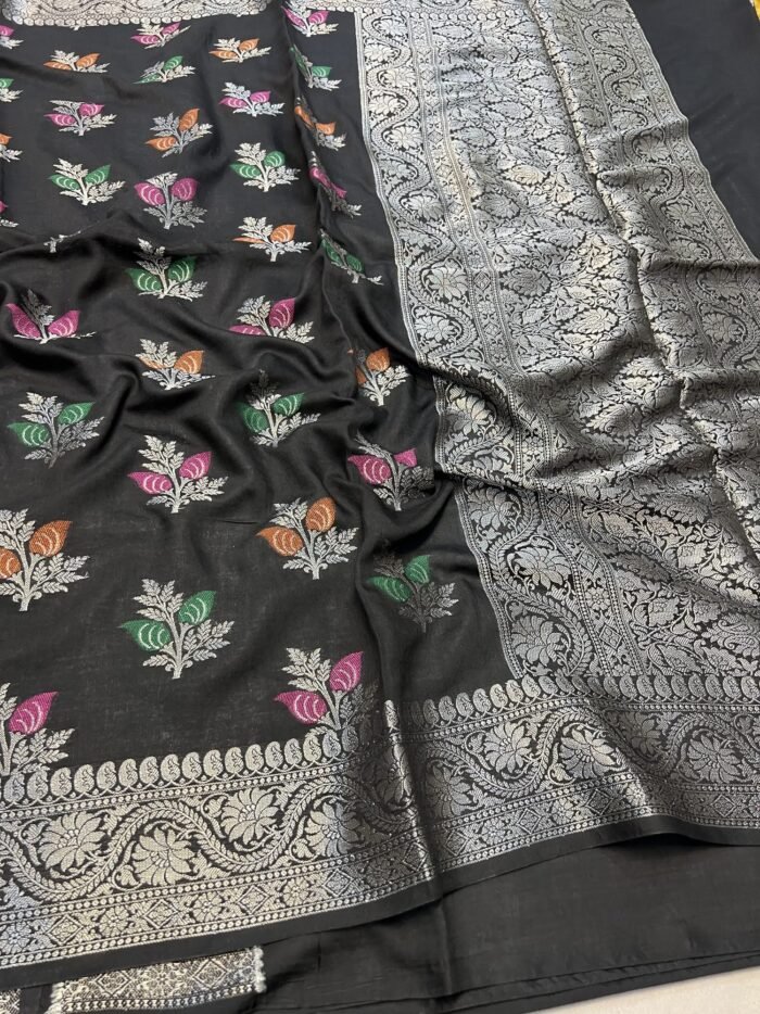 KashiFab Moonga silk sarees with resham meenakari weaving 7 KashiFab Moonga silk sarees with resham meenakari weaving online - Banaras / Varanasi silk saree - view 7