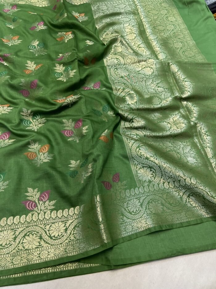 KashiFab Moonga silk sarees with resham meenakari weaving 8 KashiFab Moonga silk sarees with resham meenakari weaving online - Banaras / Varanasi silk saree - view 8