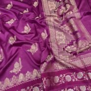 KashiFab Mulberry silk saree with satin alfi border online - Banaras / Varanasi silk saree - view 2