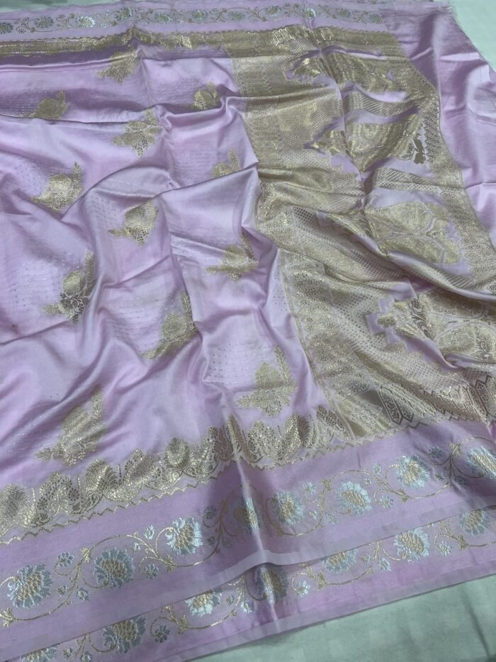 KashiFab Mulberry silk saree with satin alfi border 7 KashiFab Mulberry silk saree with satin alfi border online - Banaras / Varanasi silk saree - view 7
