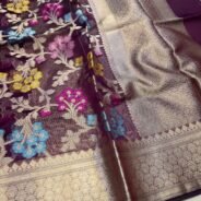 KashiFab Organza silk saree with resham meena jaal online - Banaras / Varanasi silk saree
