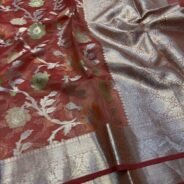 KashiFab Organza silk saree with resham meena jaal online - Banaras / Varanasi silk saree - view 2