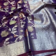 KashiFab Organza silk saree with resham meena jaal online - Banaras / Varanasi silk saree - view 4