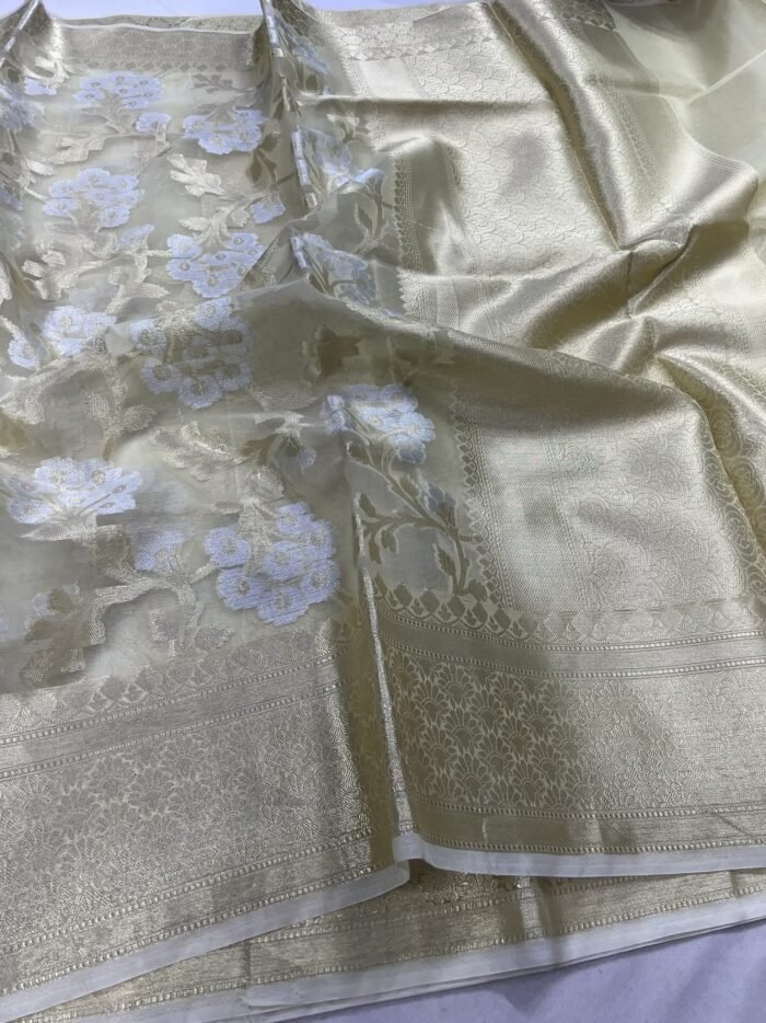 KashiFab Organza silk saree with resham meena jaal online - Banaras / Varanasi silk saree - view 8