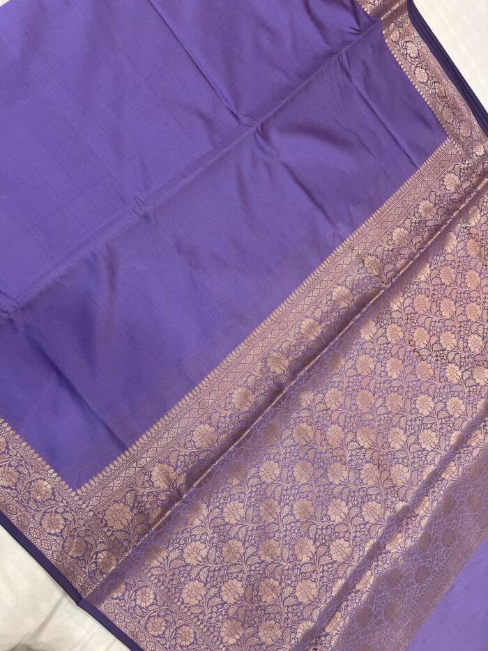 KashiFab Plain with border and pallu semi silk sarees online - Banaras / Varanasi silk saree - view 6