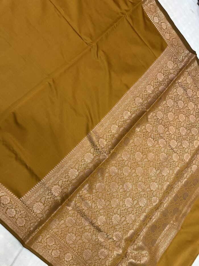 KashiFab Plain with border and pallu semi silk sarees online - Banaras / Varanasi silk saree - view 7