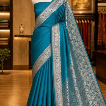 KashiFab Plain with border and pallu semi silk sarees - AYU #7160 lifestyle cover - boutique display