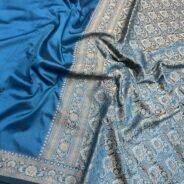 KashiFab Plain with border resham silk sarees with alfi resham border online - Banaras / Varanasi silk saree