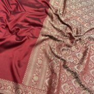 KashiFab Plain with border resham silk sarees with alfi resham border online - Banaras / Varanasi silk saree - view 2