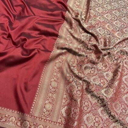 KashiFab Plain with border resham silk sarees with alfi resham border online - Banaras / Varanasi silk saree - view 2