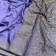 KashiFab Plain with border resham silk sarees with alfi resham border online - Banaras / Varanasi silk saree - view 4