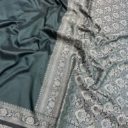 KashiFab Plain with border resham silk sarees with alfi resham border online - Banaras / Varanasi silk saree - view 5