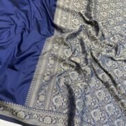 KashiFab Plain with border resham silk sarees with alfi resham border online - Banaras / Varanasi silk saree - view 7