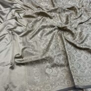 KashiFab Plain with border resham silk sarees with alfi resham border online - Banaras / Varanasi silk saree - view 8