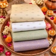 KashiFab POLY STAPLE MEENA BUTI 44" online - authentic Varanasi weave