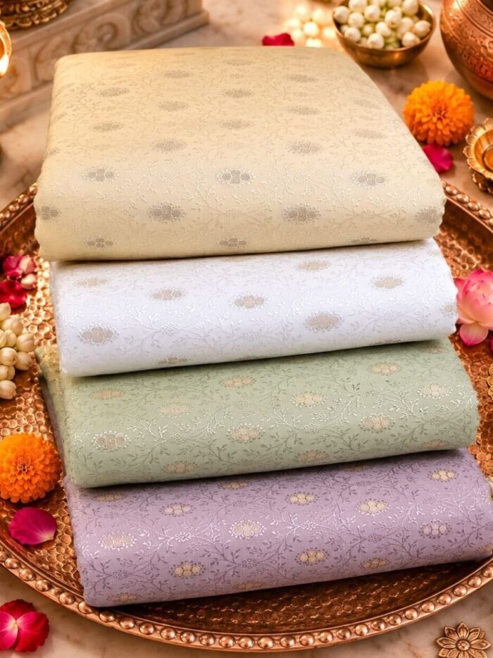 KashiFab POLY STAPLE MEENA BUTI 44" online - authentic Varanasi weave
