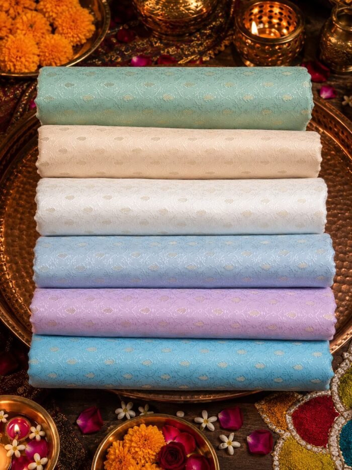KashiFab POLY STAPLE MEENA BUTI 44"” online - authentic Varanasi weave