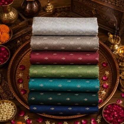 KashiFab POLY STAPLE MEENA BUTI 44" online - authentic Varanasi weave