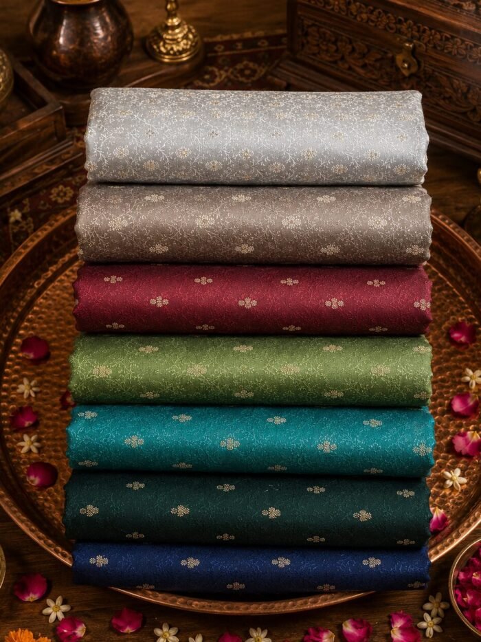 KashiFab POLY STAPLE MEENA BUTI 44" online - authentic Varanasi weave