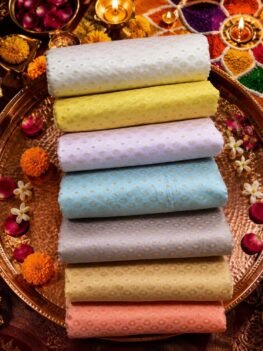 KashiFab POLY STAPLE MEENA BUTI 44" online - authentic Varanasi weave